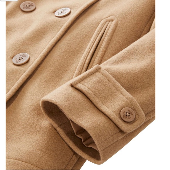 LL Bean Women's Classic Lambswool Peacoat Camel Size 4P- Like New! - Picture 3 of 15